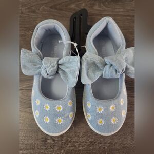 Girls Denim Floral Bow Shoes Size 10 NWT